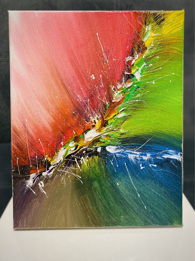Obraz ręcznie malowany abstrakcja 25 x 30 brokat