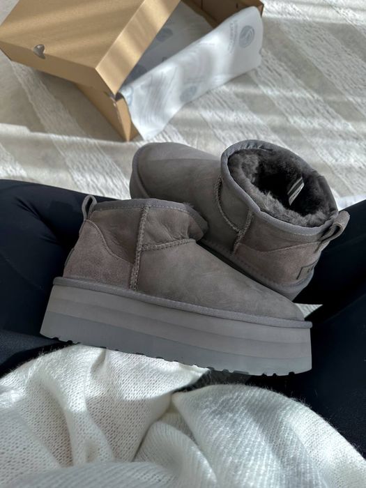 UGG ultra mini platform grey / Зимові угги ультра міні на платформі