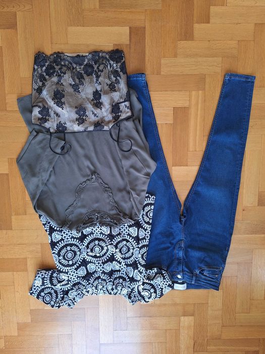 Zestaw ubrań damskich L – mix elegancki, casual i nocny