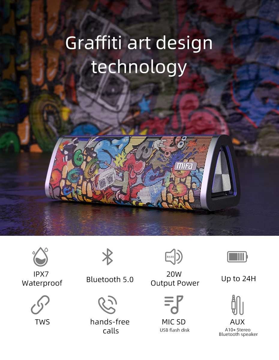 Портативная Bluetooth колонка Mifa А 10+360° Black Graffiti