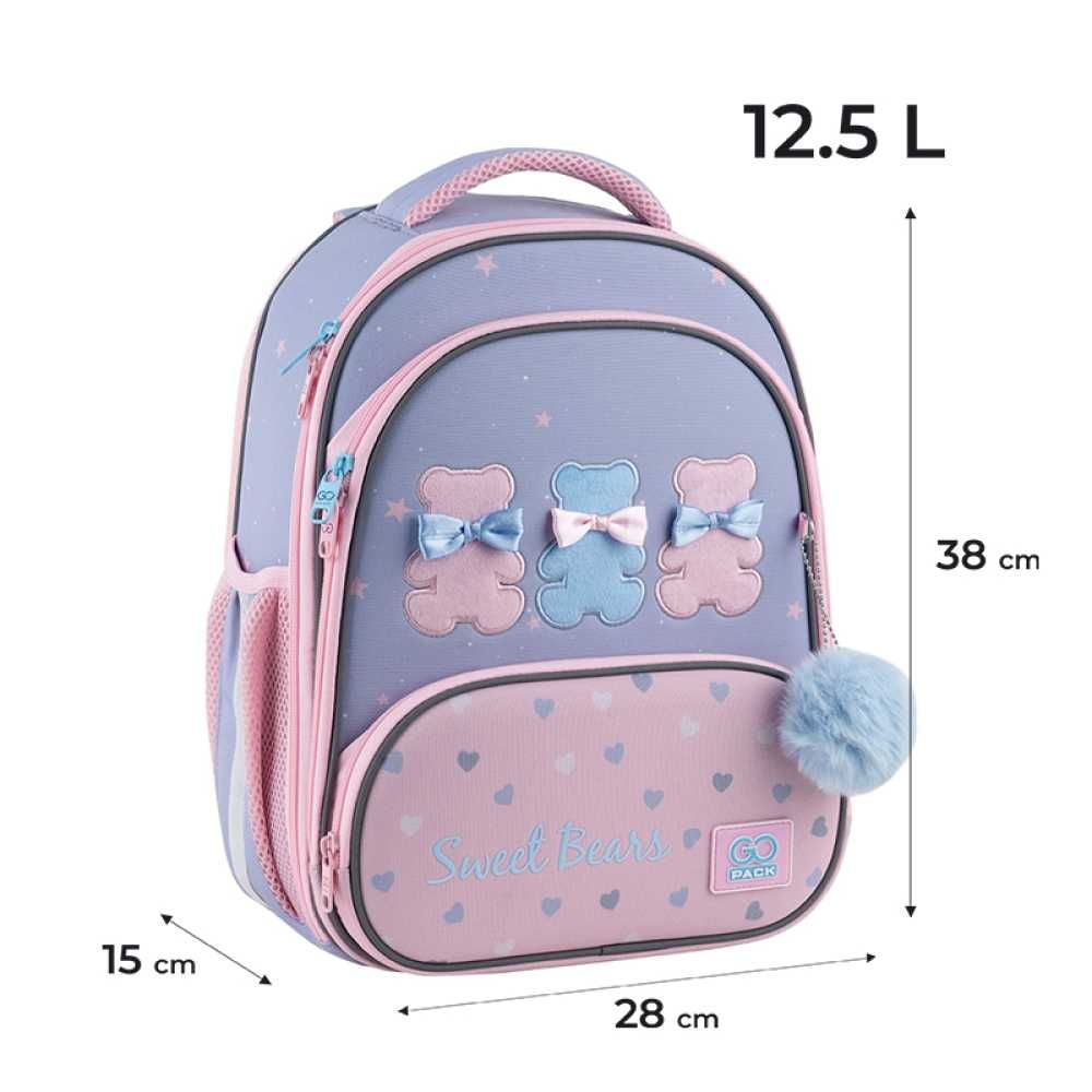 Рюкзак шкільний каркасний GoPack Education Lovely Bears + пляшка KIte