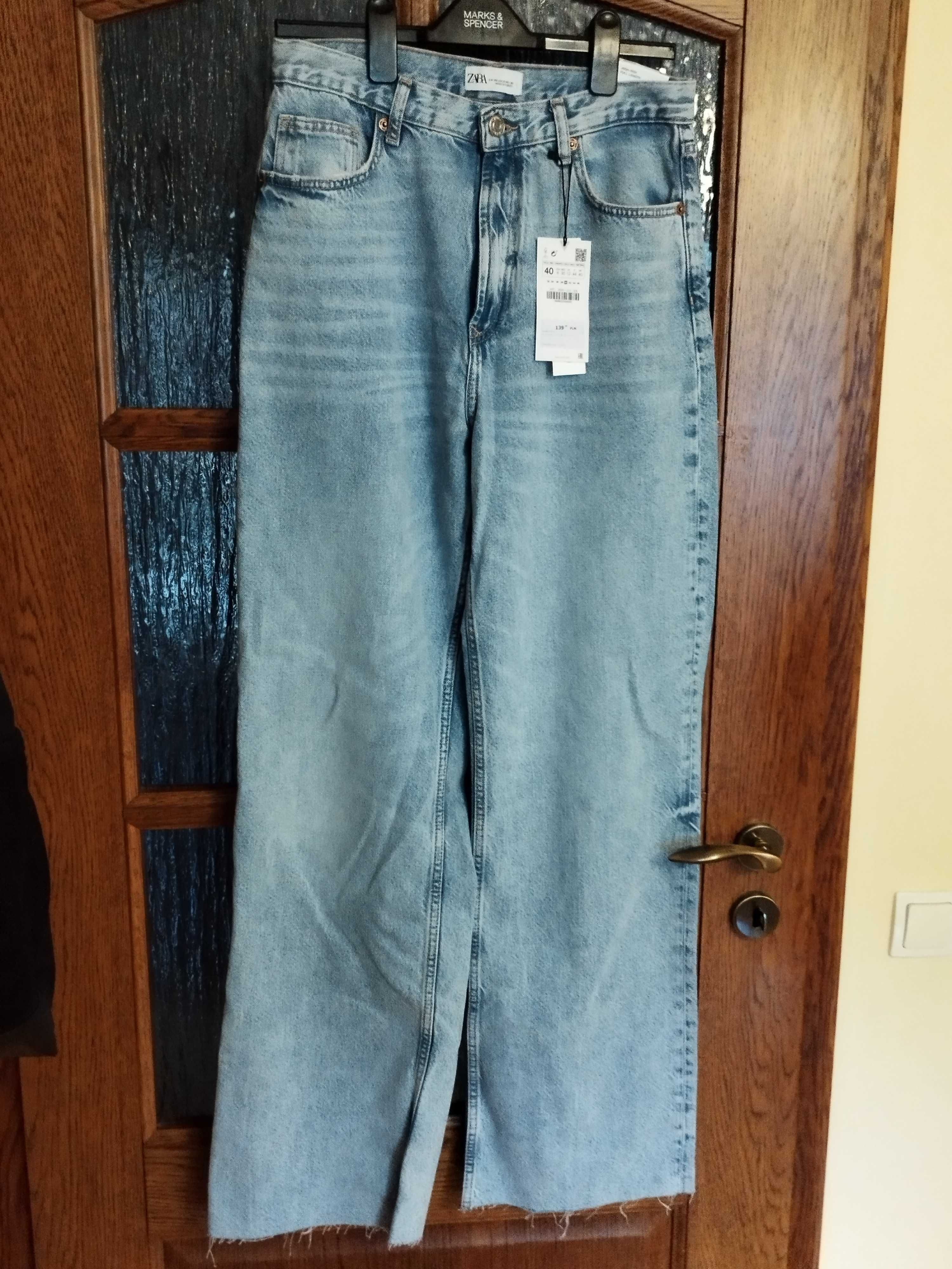 Jeansy dżinsy Zara 40 wide szerokie dzwony oversize boyfriend
