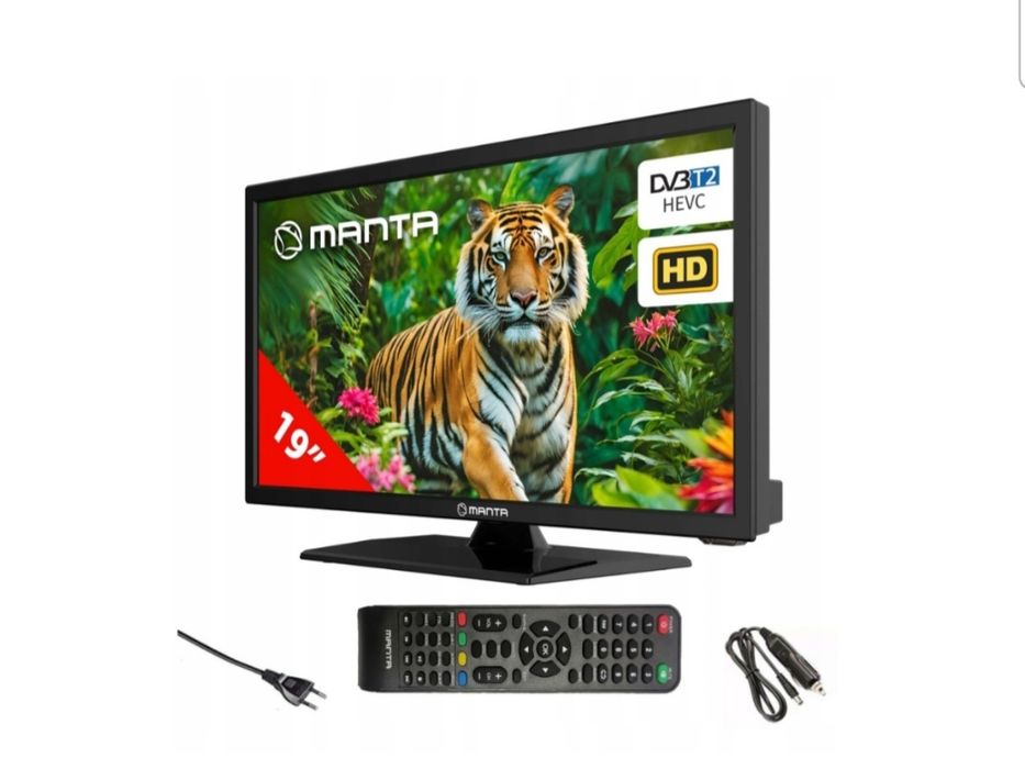 telewizor manta 19 cali, led hd, dvbt hevc. zasilanie 12v
DVBT HEVC AR