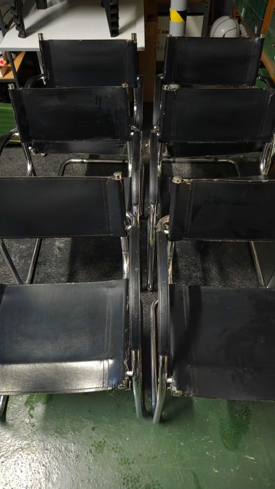 Krzesła skórzane metalowa konstrukcja Bauhaus breuer