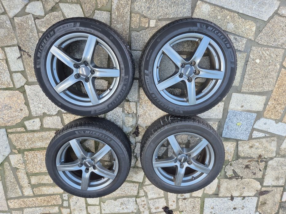 4 Jantes 17 furação 5x112, com pneus semi novo