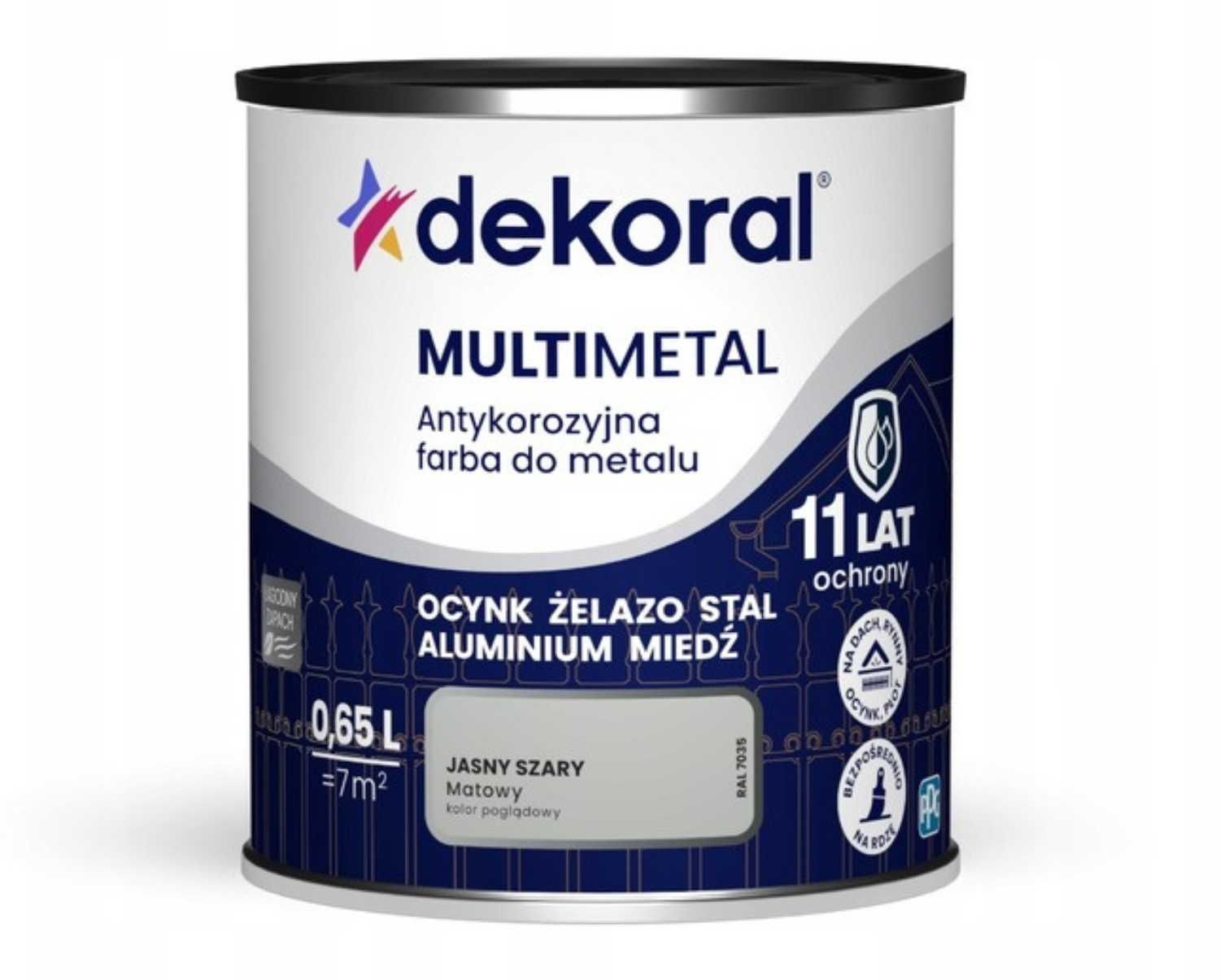 Farba ANTYKOROZYJNA Dekoral Multimetal SZARY JASNY 0,65L