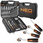NEO ZESTAW KLUCZE NASADOWE 1/2&quot; 3/8&quot; 1/4&quot; 219ele CRV PŁASKIE TORX NASADKI