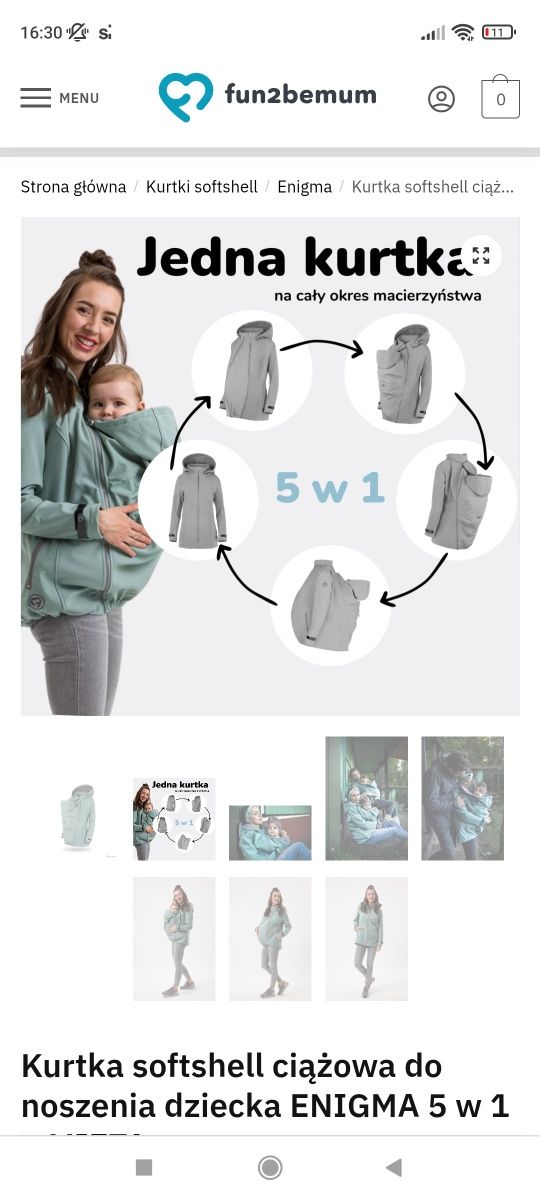 Kurtka fun2bemum do noszenia dziecka ciążowa softshell