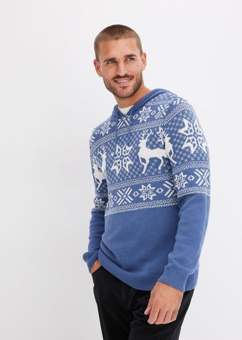 B.P.C sweter męski w norweski wzór z kapturem r.4XL