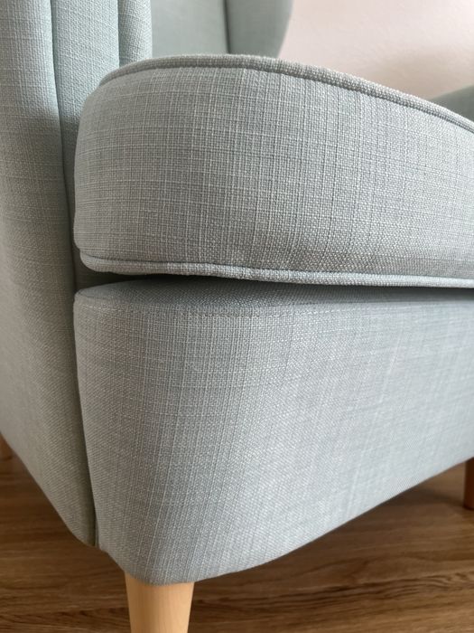 Ikea Strandmon fotel uszak miętowy błekitny niebieski - jak nowy