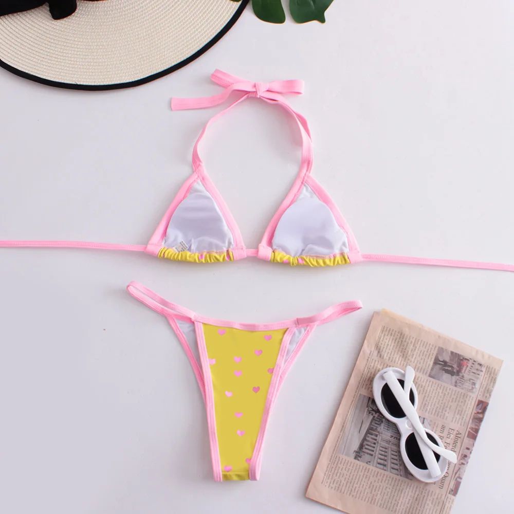 Sexy Strój Kąpielowy w Stylu Vintage Mini Mikro Bikini Brazylijskie -S