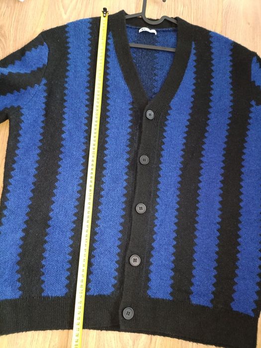 Zara kardigan, paski , zygzak, granat czerń, vintage