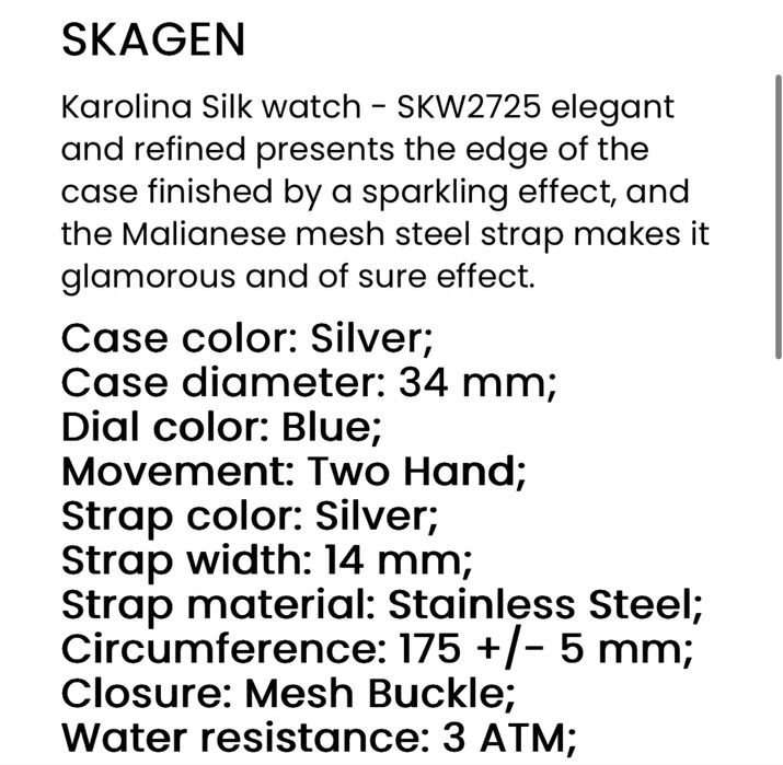 ORIGINAL SKAGEN women's watch Karolina Silk - SKW2725