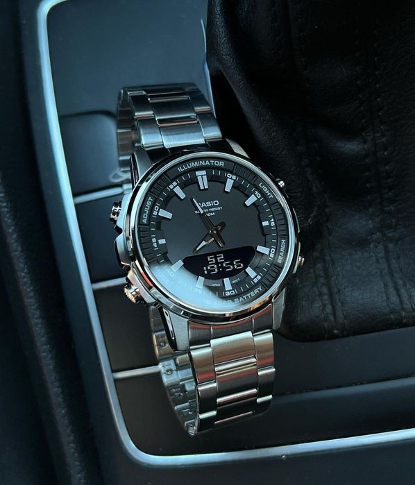 Чоловічий наручний годинник CASIO AMW-880D-1A Срібло\чорний екран