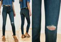 BERSHKA jeans rurki SKINY przecierane DZIURY 36 S