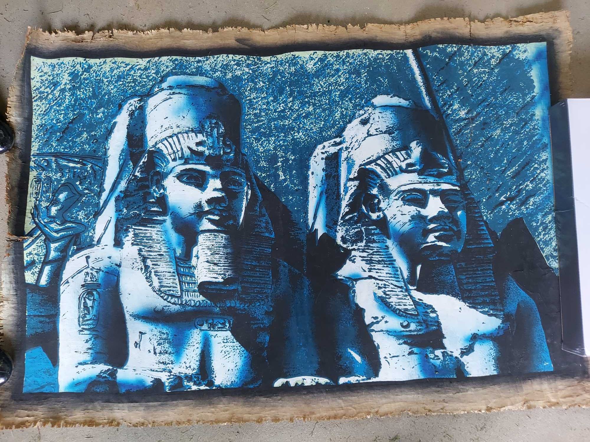 Obraz na pergaminie - posągi egipskie