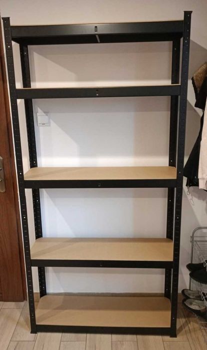 Metalowy REGAŁ MAGAZYNOWY Do Garażu Warsztatu Piwnicy CZARNY - NOWY