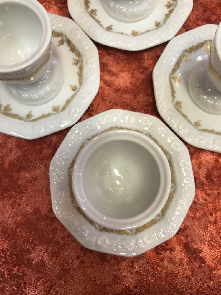 Kieliszki do jajek z talerzykami  Rosenthal Maria Rosenkante Gold