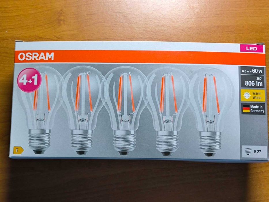 Лампа Osram LED Base Classic 6W, A60, E27, 2700K, Filament