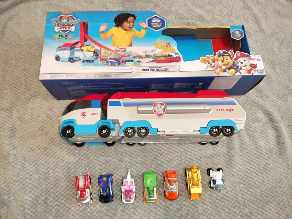 Duży Patrolowiec Psi patrol z metalowymi autkami z kartonem