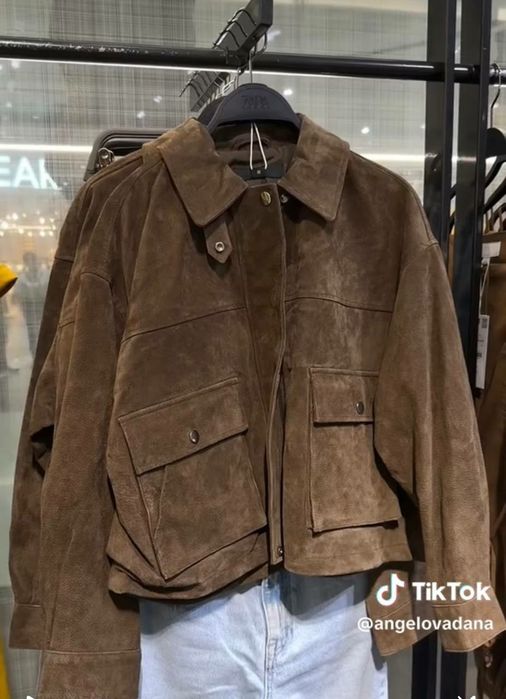 Zara невловима трендова шкіряна куртка-бомбер, розмір С,М та Л