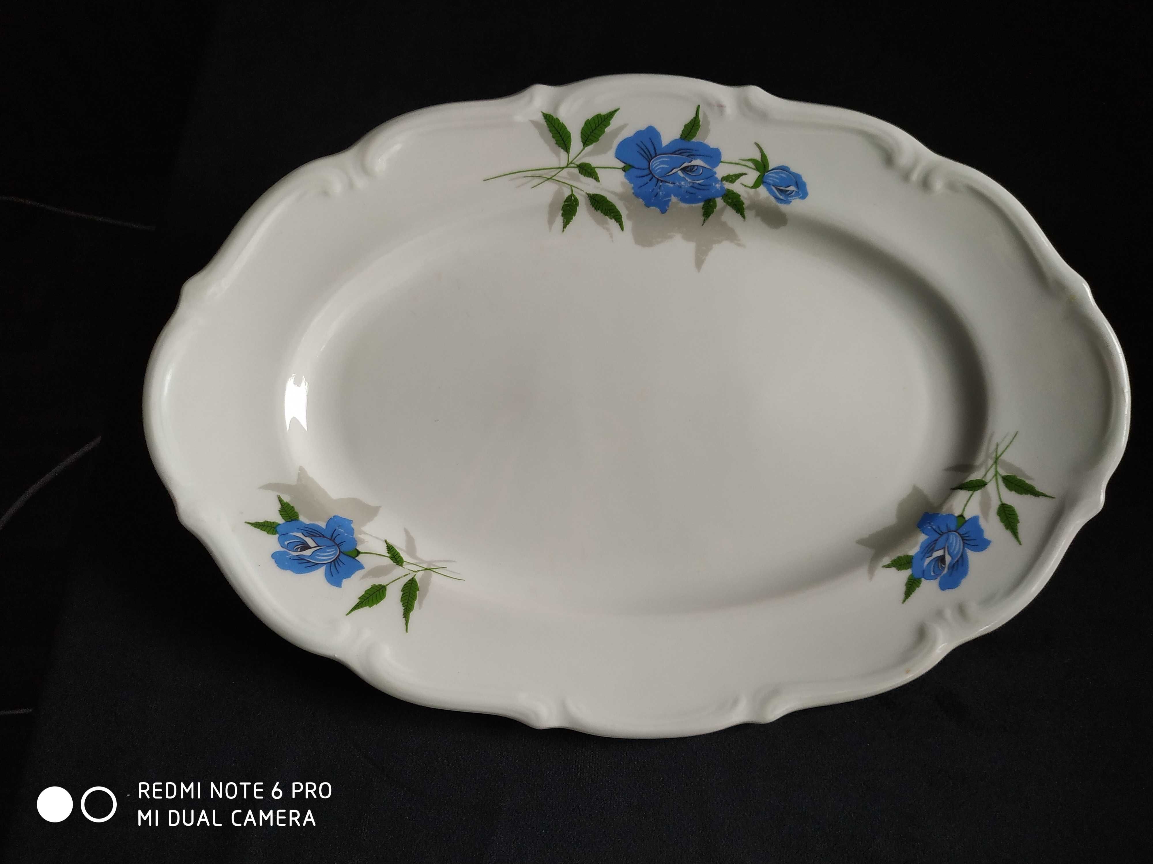 Półmisek owalny Wałbrzych, porcelana PRL, 40x27 cm, kwiaty