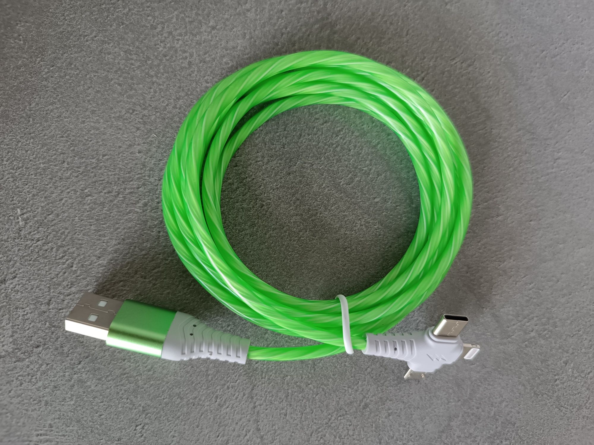 Kabel USB zielony Micro USB/USB C/Lightning