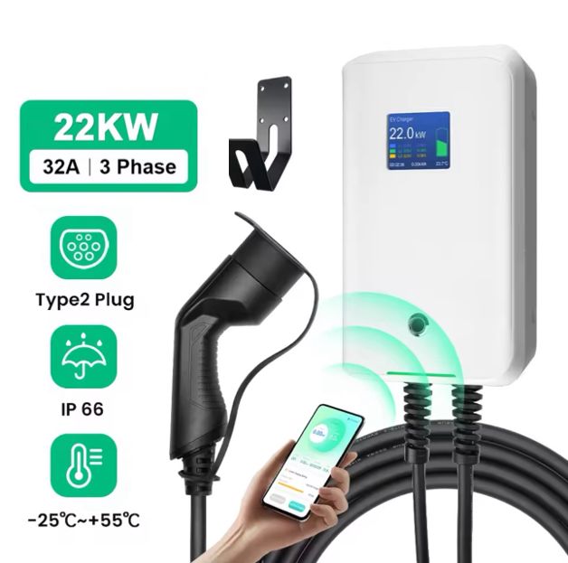 Wallbox Carregador - 22kw - 32A - Trifasica - C/ CABO Incluido