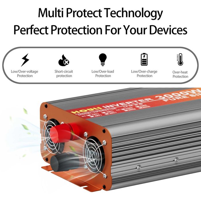 [NOVO] Inversor • 2500W/5000W • Onda Pura • Tomada EU • Comando