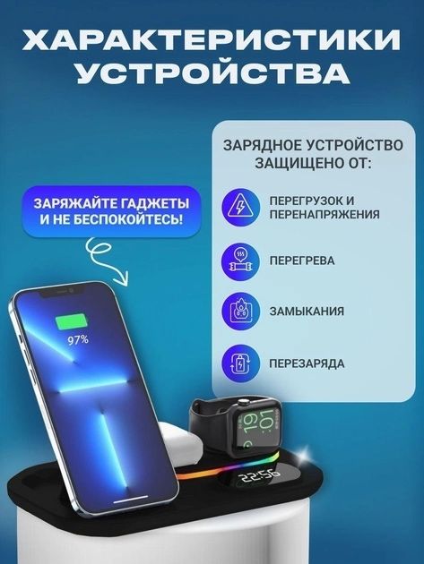 Бездротова зарядка A06 RGB QI док-станція + подарунок