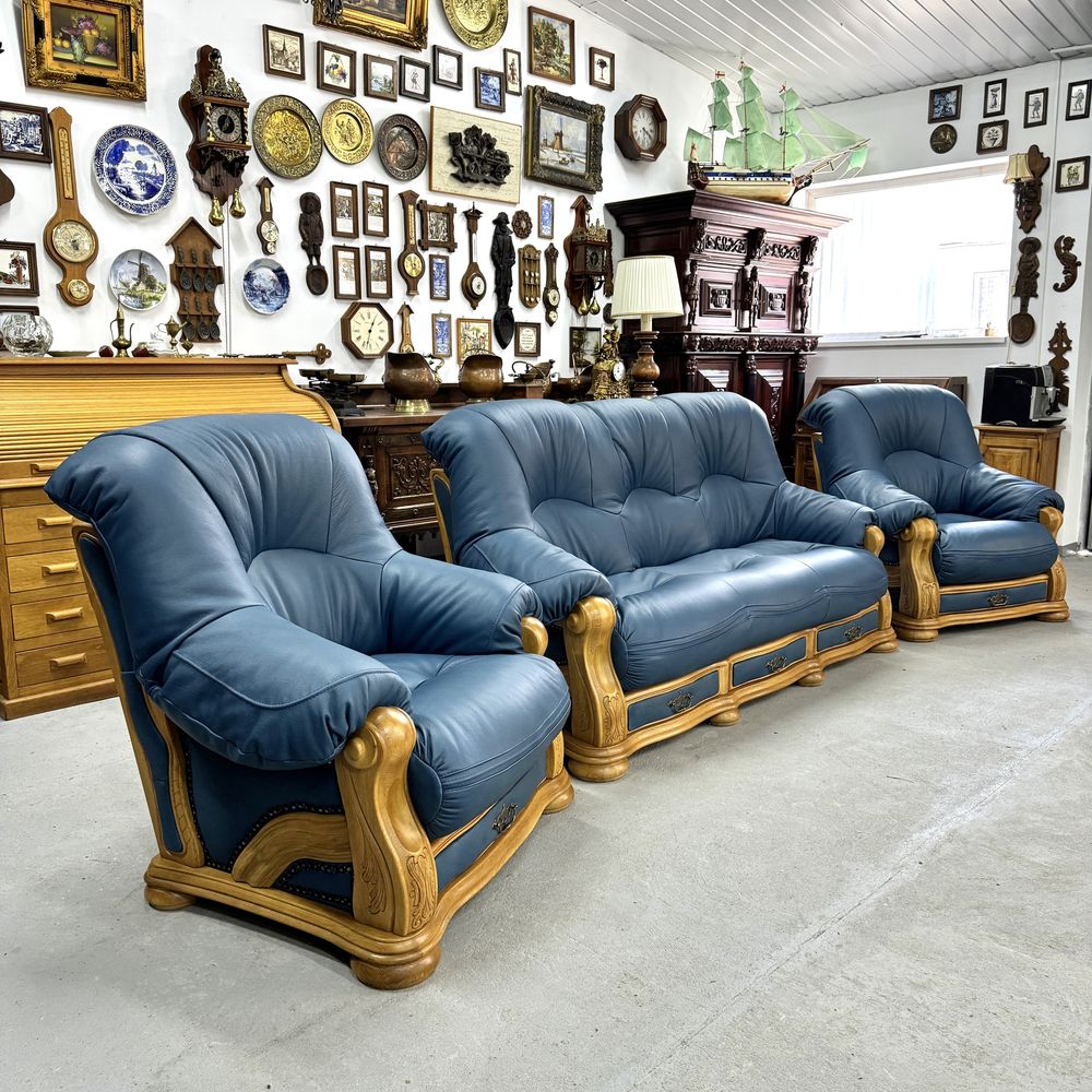НОВЫЙ Кожаный комплект 3+1+1 шкіряний диван Мебель из Голландии