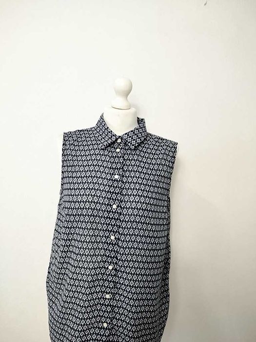 H&M granatowa wzorzysta koszula bez rękawów