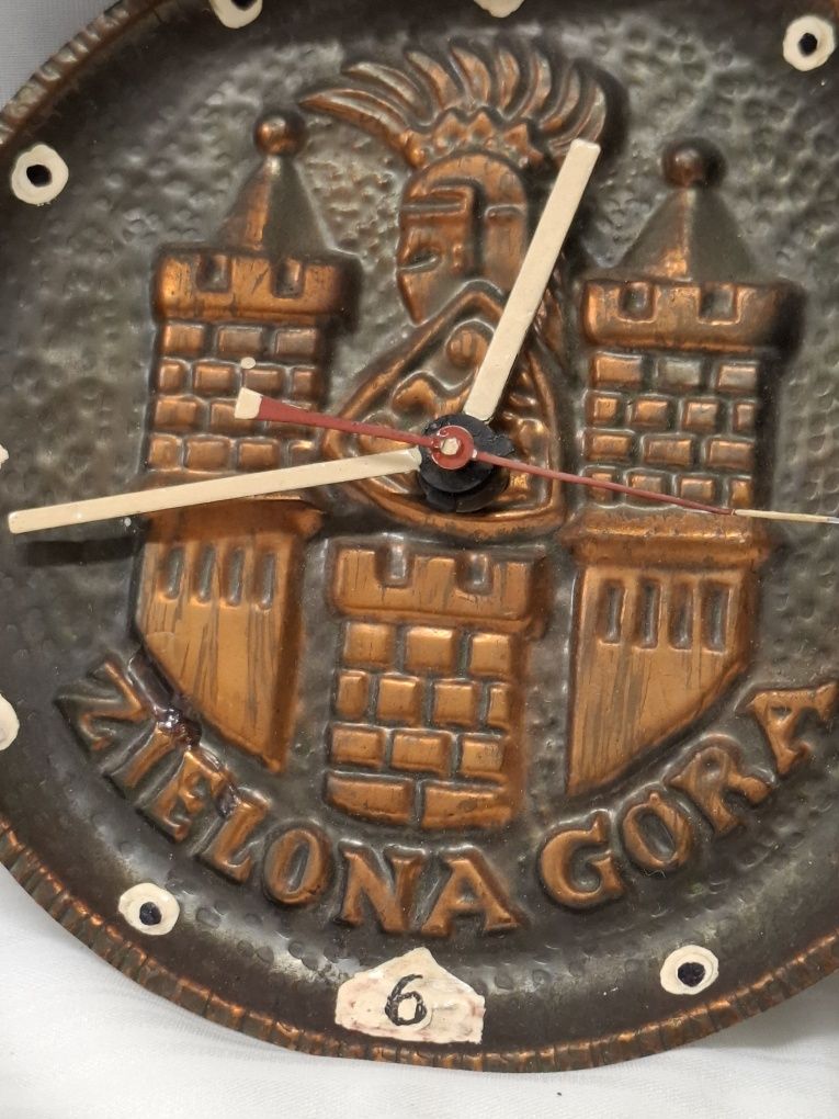 Zegar ścienny Zielona Góra mosiężny pamiątka prl