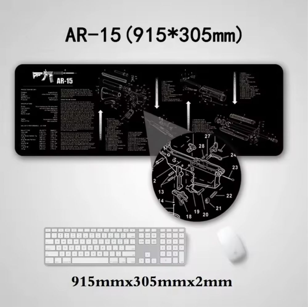 Коврик для чищення та розбору зброї AR-15 (915*305mm) прорезинений