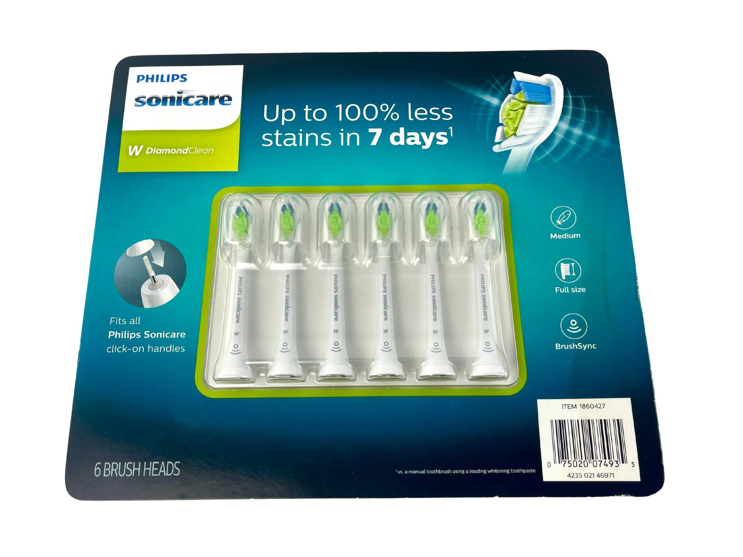 Насадки (6шт.) Philips Sonicare W Diamond Clean, середні HX6066/71