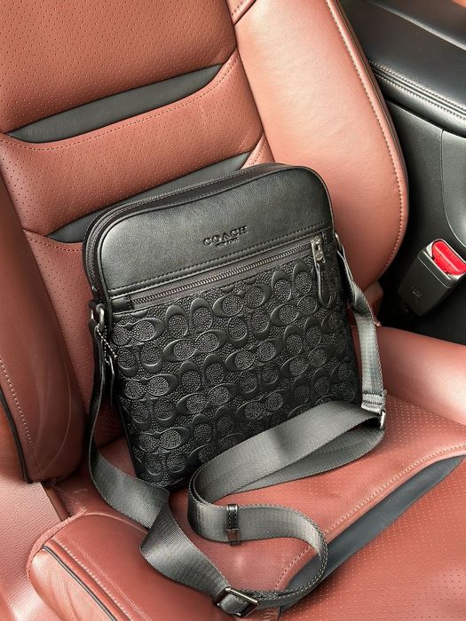 Сумка мужская Coach Houston Relief Print Cow Leather Flight Bag Black