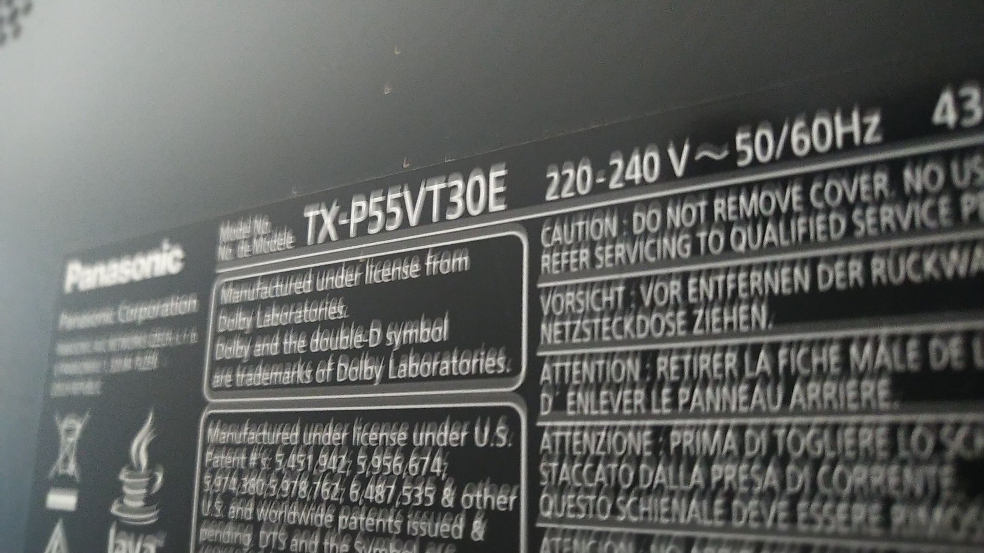 Panasonic TX-P55VT30E