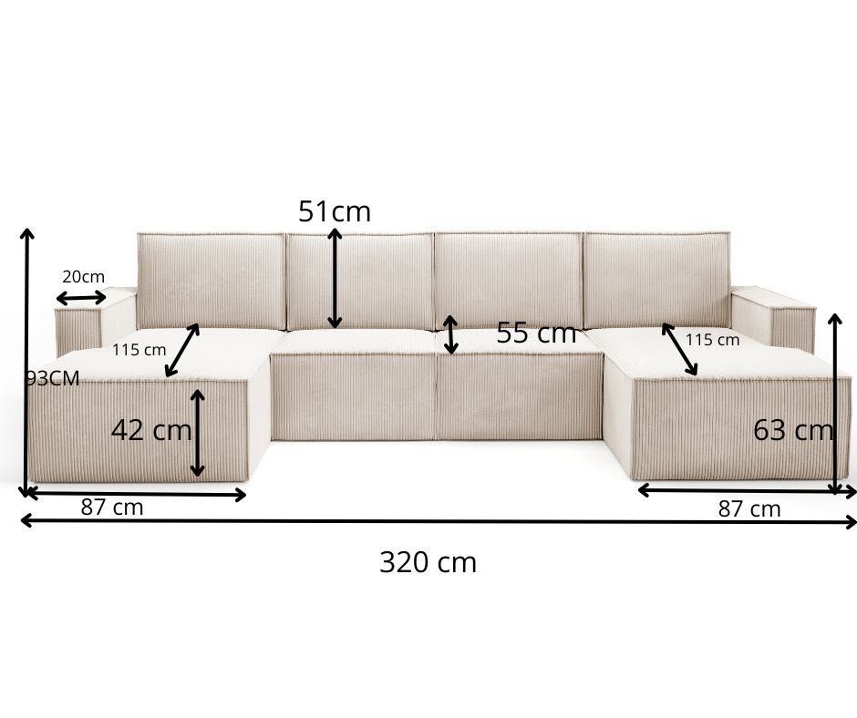 Modułowa Sofa Narożna PORTO – Welurowa Tkanina + Dostawa Gratis