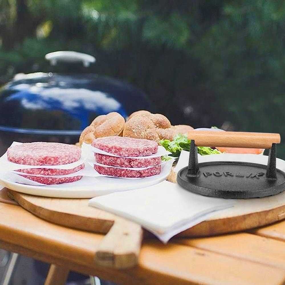 Prasa do mięsa burgerów 18cm Porlik żeliwna SPP436