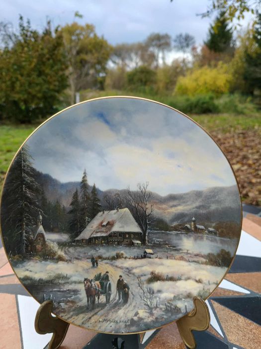 3 piękne reprodukcje obrazów na porcelanie Bavaria z 1989/1988 roku .