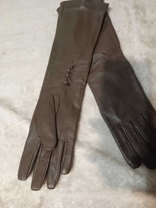 Рукавички шкіряні високі