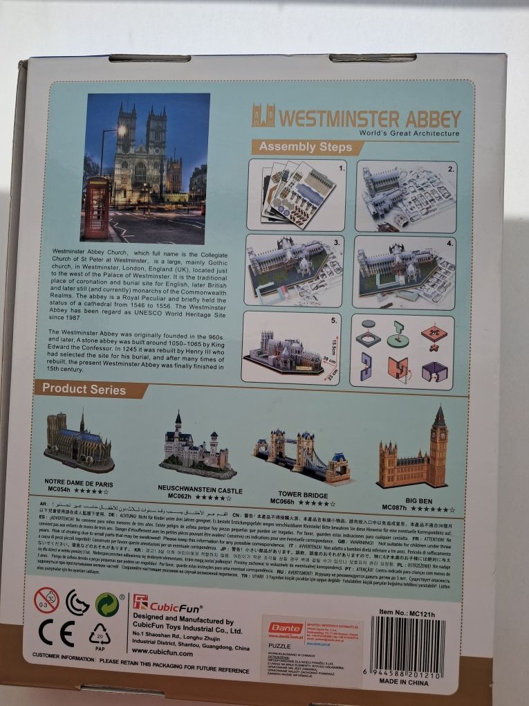 Puzzle 145elementowa papierowa układanka 3D Opactwo  Westminster