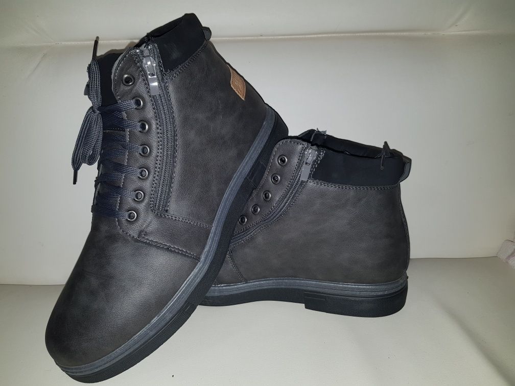 Зимние мужские ботинки с мехом серого цвета 46 размер стелька 30.5