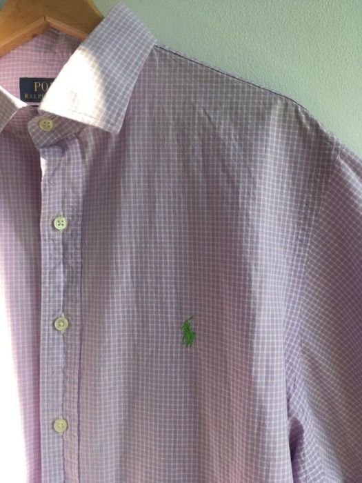 Fioletowo-biała koszula w kratkę POLO Ralph Lauren, rozmiar L