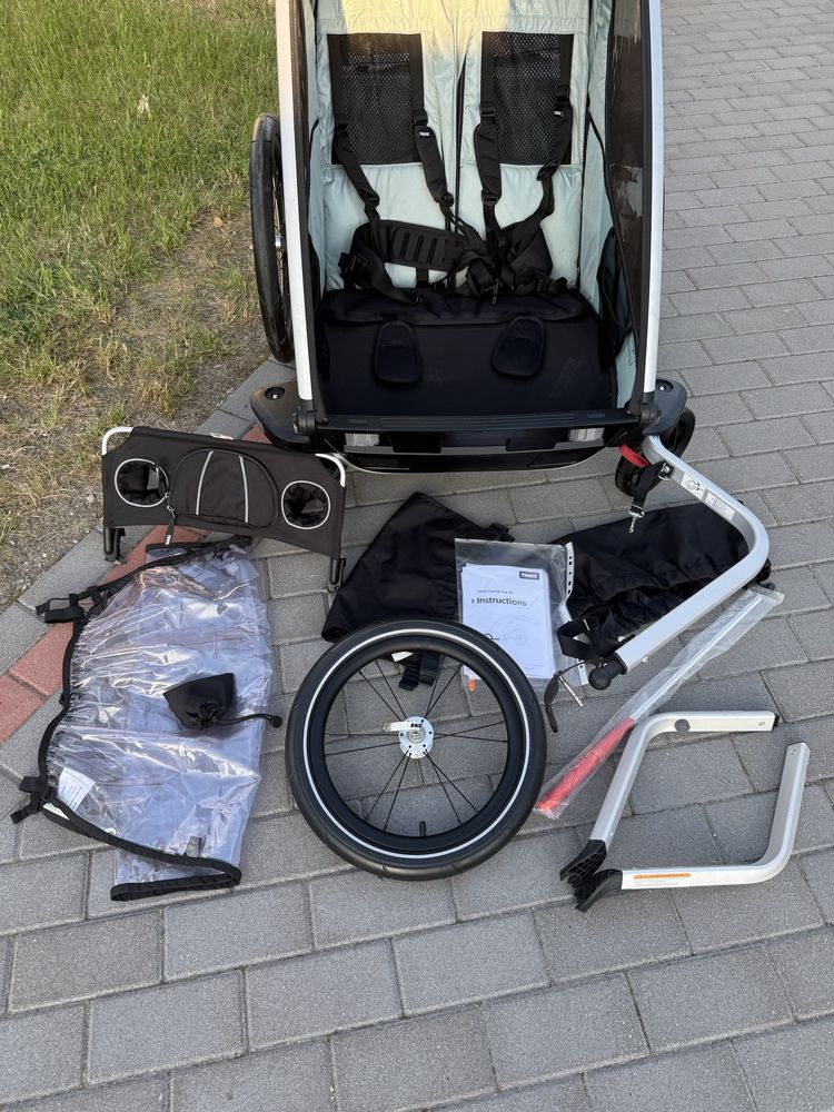 Thule Chariot Alaska 2 osobowy z hamulcem recznym+zestaw do joggingu