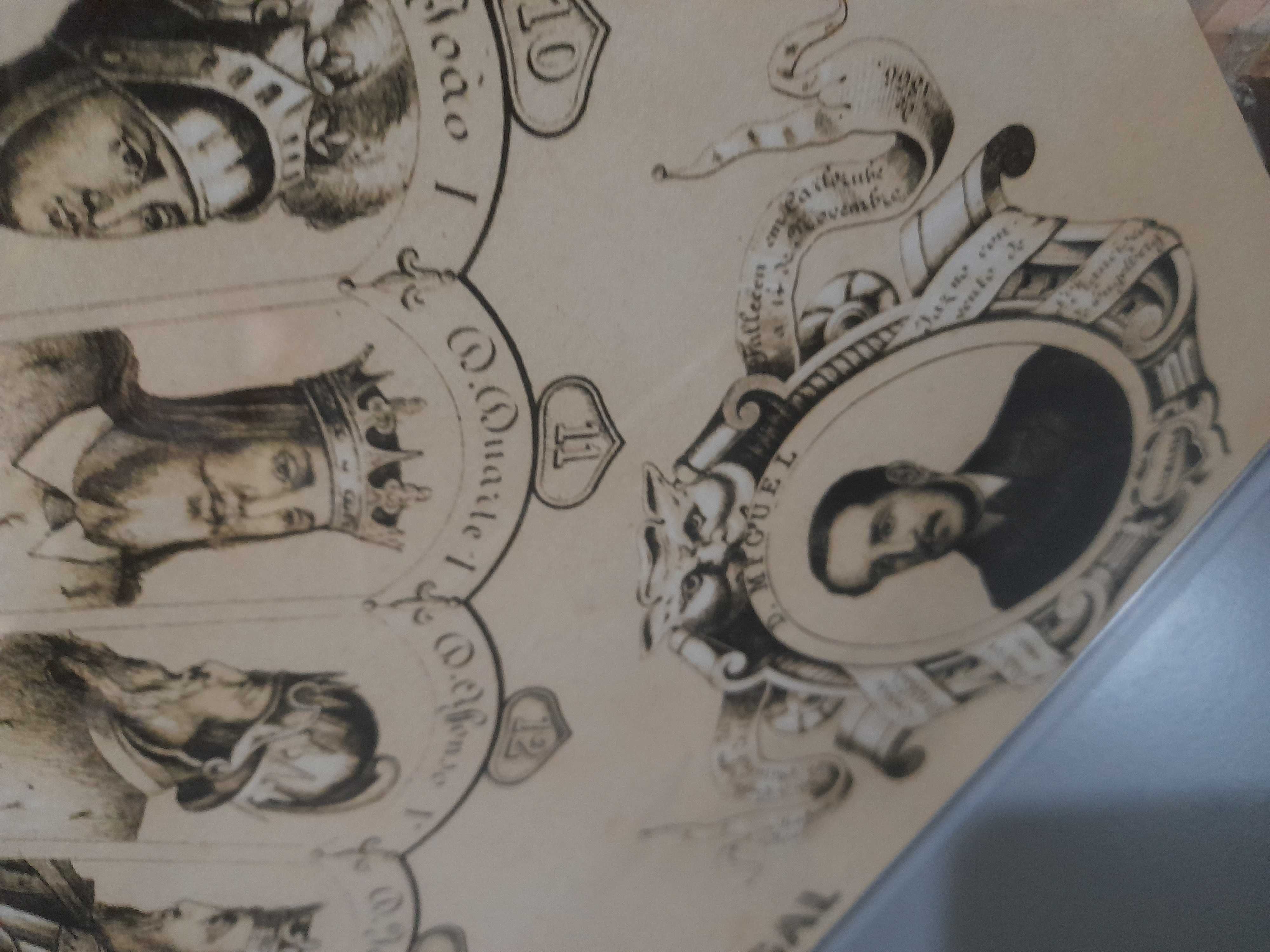 Quadro moldura acrílico,  Bustos e Cronologia dos soberanos d Portugal