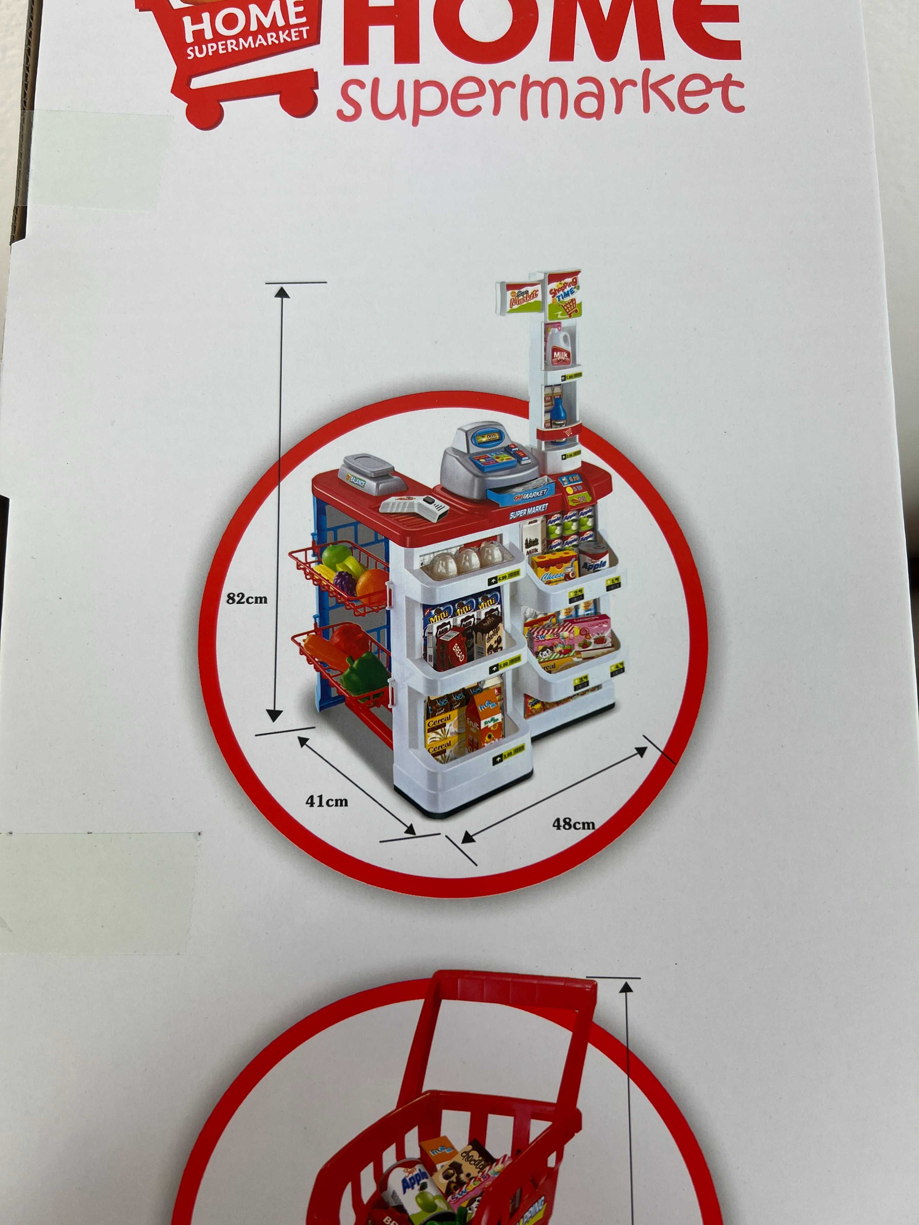 Nowy Supermarket zabawkowy dla dzieci z wózkiem i akcesoriami Sklep