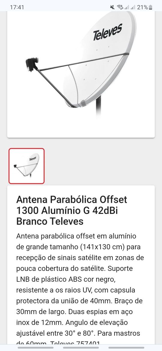 Antena Parabólica  1.30m