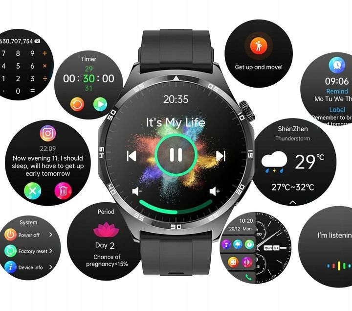 Zegarek Męski Smartwatch Dla Seniora Ekg Pomiar Cukru Ciśnienie Temper