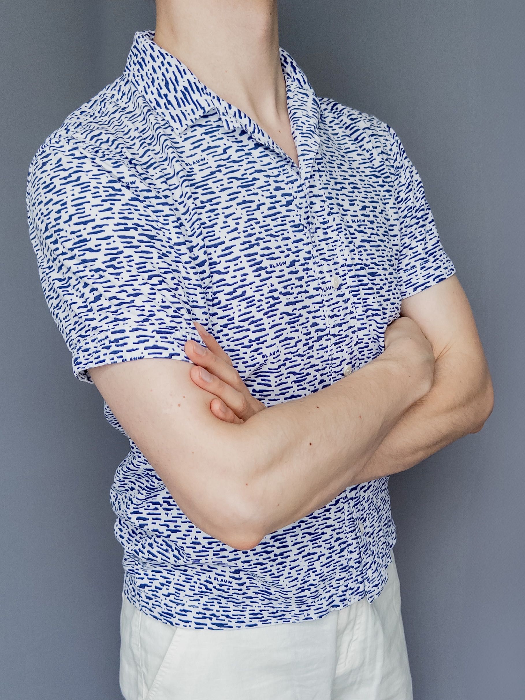 Scotch&Soda, koszula kubańska z wiskozy, wzór (Amsterdam Blauw), roz S